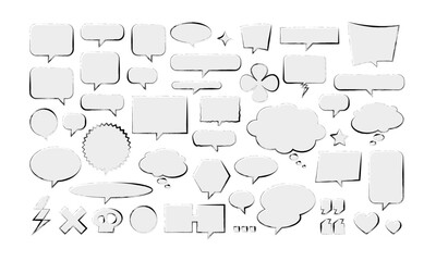 Grunge Marker Speech Bubble Vector Set Transparent Background