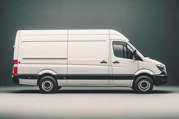Side view of a roomy cargo van against a blank backdrop. Generative AI