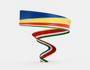 3d Flag Of Seychelles 3d Waving Flag Ribbon Isolated On White Background, 3d Illustration