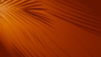 Orange autumn background with shadows from sunlight. September Fall colors. Autumn empty space showroom. Wall background.