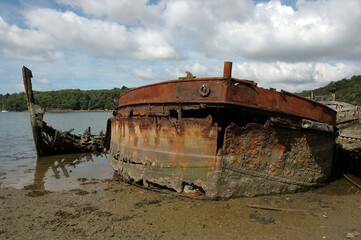 Cimetiére de bateaux; region Bretagne; Kerhervi; 56, Morbihan, France