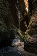 Karadag and Saltyn gorge with waterfall in Dagestan, Russia, May 2023