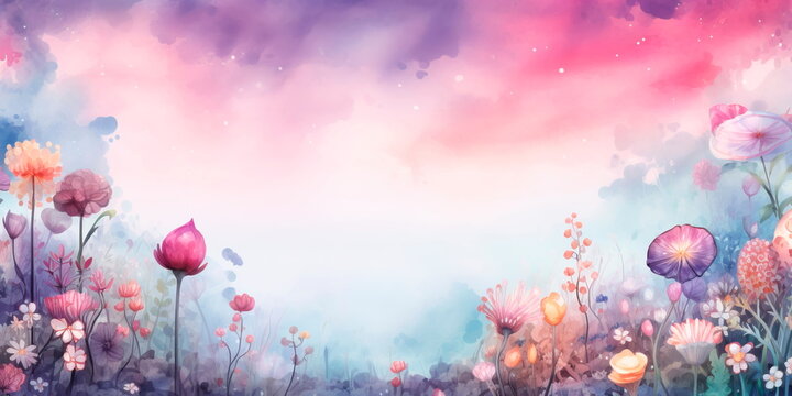 watercolor background with a whimsical and fairytale-like theme, perfect for children's book illustrations or magical storytelling.