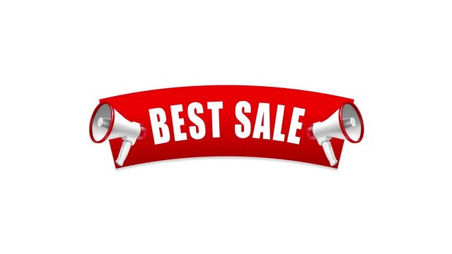 Best sale announcement message with megaphone animation. Sale discount and retail business concept for marketing promotion video.