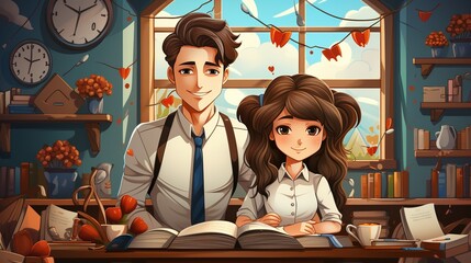 Celebrating World Teachers' Day 3D cartoon illustrations,AI generated.