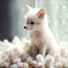 Whate fox cub