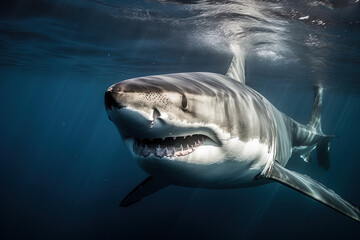 Great white shark hunting for prey