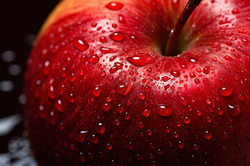 Red apple with waterdrops