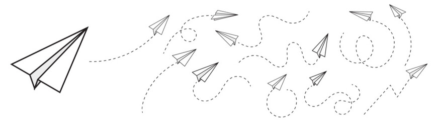 paper plane with dotted line trail trace icon