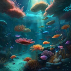 coral reef in aquarium