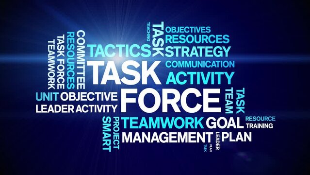 Task Force animated tag word cloud;text design animation kinetic typography seamless loop.