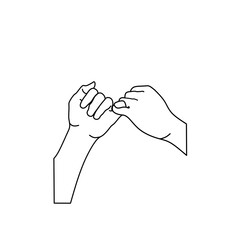 a picture of a hand with a symbol means agreement by linking the little finger