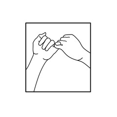 a picture of a hand with a symbol means agreement by linking the little finger