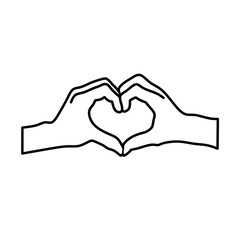 draw a hand in the form of a love symbol by bringing two hands together