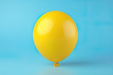 Yellow balloon on blue background. Generative Ai