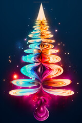 Christmas tree made of waves, Generative AI