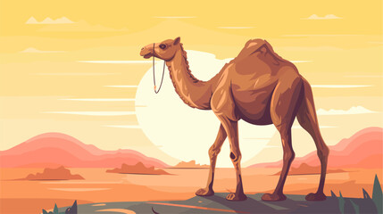 Desert camel drawing vector