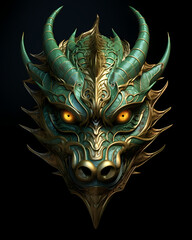 Green dragon 2024 year symbol, Generative AI