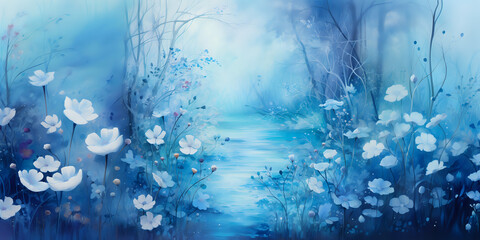 blue winter magic forest