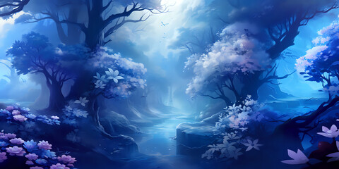 Fototapeta na wymiar blue winter magic forest