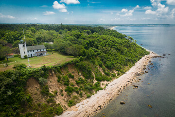 Horton Point Lighthouse, Southold Long Island New York as seen from above.