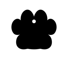 Vector paw tag. Paw shape pendant, necklace, keychain. Pet, dog, cat collar name tag. Paw Christmas tree decoration.