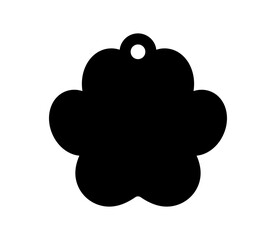 Vector paw tag. Paw shape pendant, necklace, keychain. Pet, dog, cat collar name tag. Paw Christmas tree decoration.