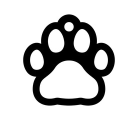 Vector paw tag. Paw shape pendant, necklace, keychain. Pet, dog, cat collar name tag. Paw Christmas tree decoration.