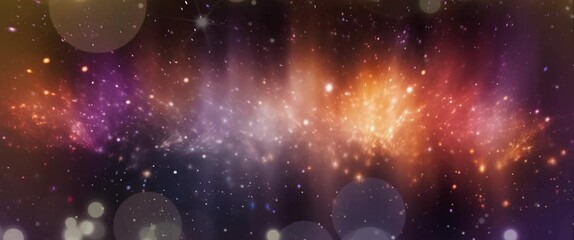 Looping animated christmas and new year background of golden light particles on black background in anamorphic video - Powered by Adobe