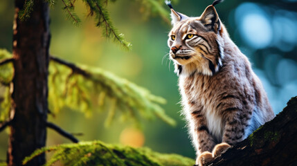 Obraz premium A rare lynx is resting, Background, Illustrations, HD