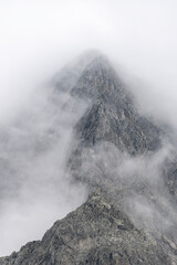 The devil's mountain wrapped by fog, Italy landscape