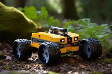 4WD robotic car with obstacle avoidance and line follow abilities. Generative AI