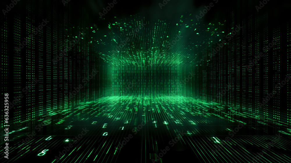 Poster black and neon green programming background, binary code, programming, data, technology, internet,