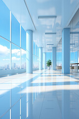 Fototapeta na wymiar Modern spacious office building - light falling through large window