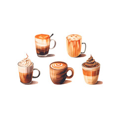 Isolated Cake and Chocolate Drink on Transparent PNG Background