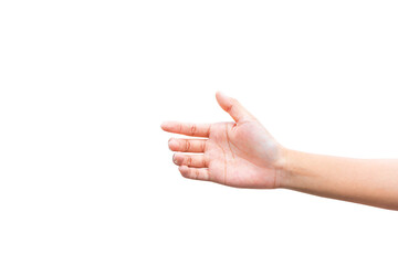 Fototapeta premium Hand gestures for holding smartphones or things isolated on white background.PNG