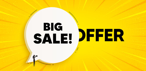 Big Sale tag. Chat speech bubble banner. Special offer price sign. Advertising Discounts symbol. Big sale speech bubble message. Talk box background. Vector
