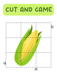 Cut and glue. Corn. Educational game for children