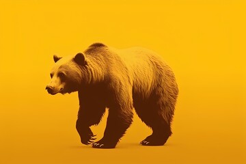 brown bear vector on a yellow background made by midjeorney