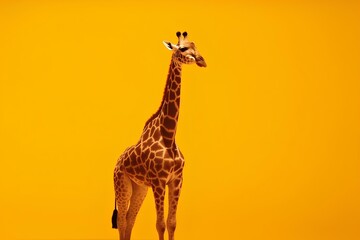 giraffe on a yellow background made by midjeorney
