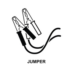 Jump start vehicle cable icon. Jumper cable icon isolated on background vector illustration.