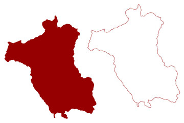 Blenio District (Switzerland, Swiss Confederation, Republic and Canton of Ticino, Tessin) map vector illustration, scribble sketch Bezirk Blenio map