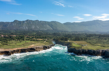 Bufones de Pria, aerial view on a sunny day