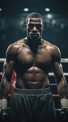 Fototapeta na wymiar Intensity Unleashed: Boxers in the Spotlight, Generative AI
