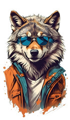 wolf wearing a jacket