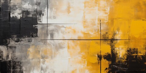 Closeup of abstract rough dark yellow black art painting texture