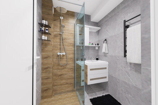 Tiny bathroom design in minimalist style