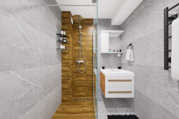 Tiny bathroom design in minimalist style
