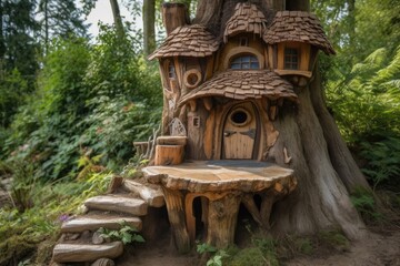 Forest cozy tree house for a fairy.