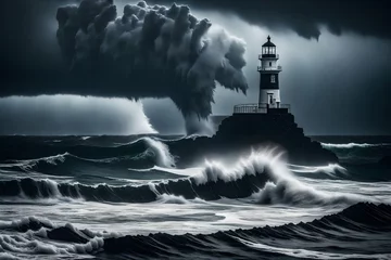 Rolgordijnen lighthouse in the sea © Mehwish